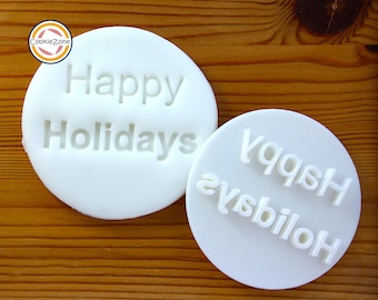 Happy Holidays (Style 1) Embosser Style Fondant Stamp/Cookie Cutter Set