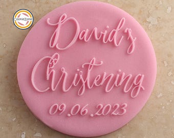 Nombres de bautizo personalizados (Estilo 3) Sello de grabado/relieve/bautismo/fondant