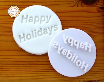 Happy Holidays (Style 3) Embosser Style Fondant Stamp/Cookie Cutter Set