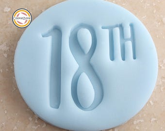 18th Happy Birthday Embosser Style Fondant Stamp/Cookie Cutter Set