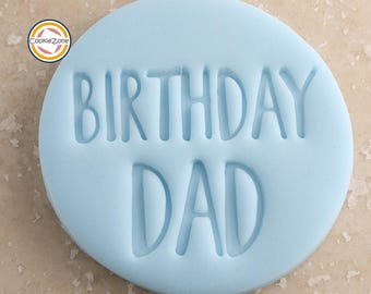 Birthday Dad Embosser Style Fondant Stamp/Cookie Cutter Set