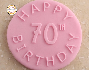 Happy 70th Birthday Debosser/Embosser/Birthday Fondant Stamp