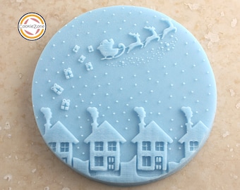 Christmas Santa & Reindeer Silhouette (Style 2) Debosser/Embosser/Fondant Stamp