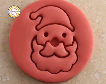 サンタの顔型エンボス加工/クリスマス/フォンダンスタンプ/クッキーカッターセット