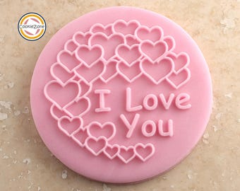 Te amo (Estilo 1) Sello de relieve/grabado/fondant para San Valentín