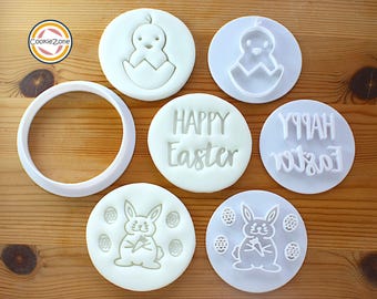 Easter Set 1 Embosser Style Fondant Stamp/Cookie Cutter Set