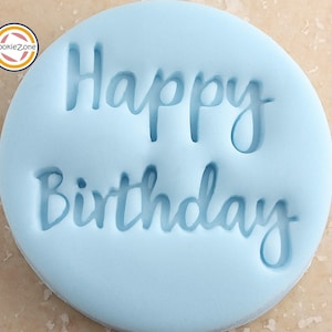 Juego de sellos/cortadores de galletas para fondant con diseño de Feliz Cumpleaños (estilo 2)