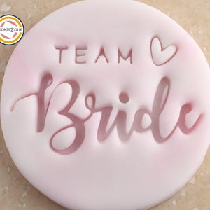 Sello de fondant estilo "Novia del equipo" (estilo 2)/Despedida de soltera/Compromiso/Boda/Estilo de relieve