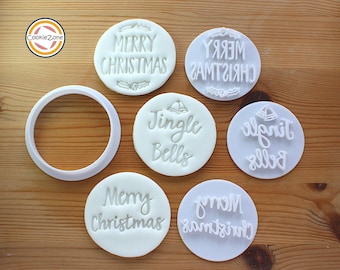 Christmas Set (Style 1) Embosser Style Fondant Stamps/Cookie Cutter Set