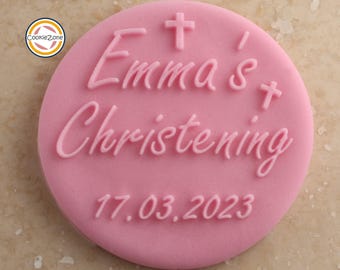 Sello de bautizo/bautismo/fondant con nombres personalizados (Estilo 6)