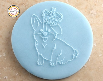 Corgi with Crown/Queens Platinum Jubilee Commemorative/Debosser/Embosser/Fondant Stamp