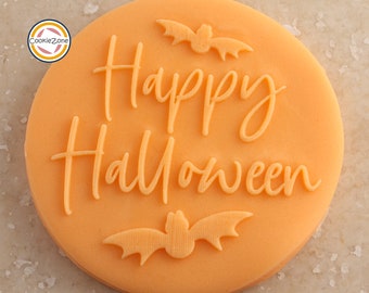 Happy Halloween with Bats Debosser/Embosser Fondant Stamp