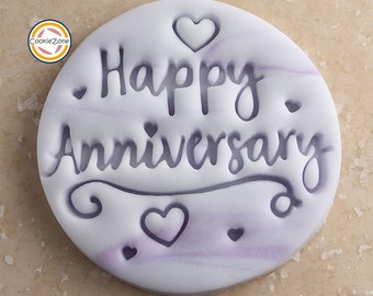 Happy Anniversary (style 3) Embosser Fondant Stamp/Cookie Cutter Set