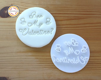Bee My Valentine (mit Bienen) Fondant Stempel im Embosser Stil