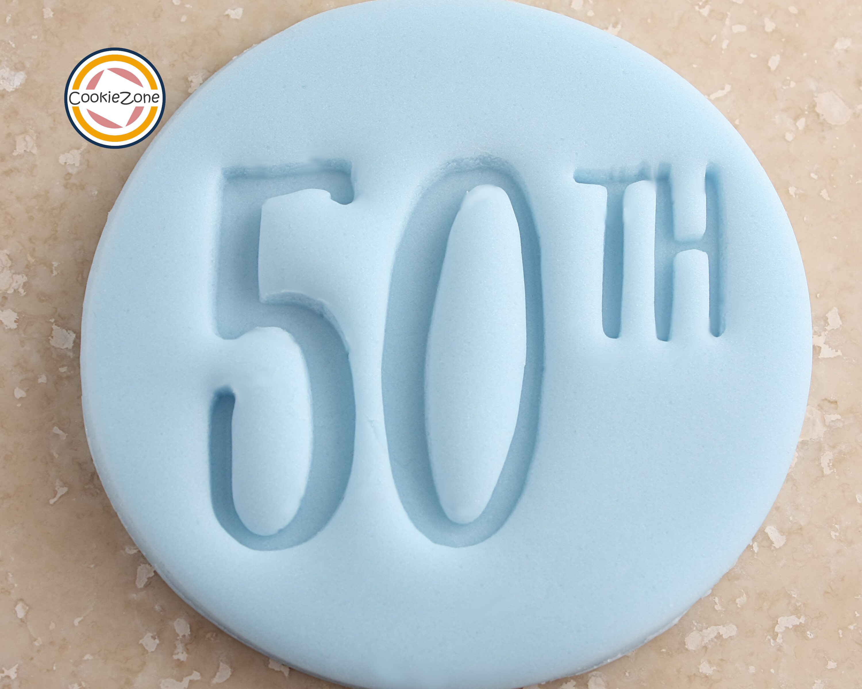 Fondant Embosser 50th Birthday Cookie Cutter & Embosser Set