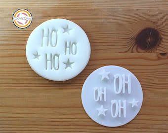 Ho Ho Ho (style 2 with stars) Embosser Style Fondant Stamp/Cookie Cutter Set