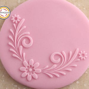 フラワーボーダー（スタイル1）デボッサー/エンボッサースタンプ/花柄/フォンダン/アイシング