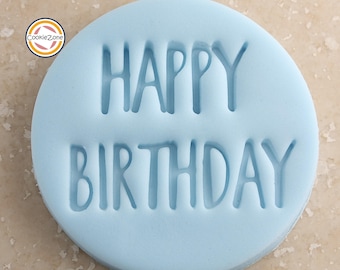 Fondant stempel, verjaardag, Happy Birthday, koekjesstempel, fondant voor verjaardagsfeesten, modelleergereedschap, koekjes, reliëf, glazuur, letters, uitsteekvormpjes voor cupcakes, koekjes, taartdecoratie