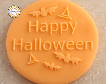 Happy Halloween with Bats and Hats Debosser/Embosser Fondant Stamp