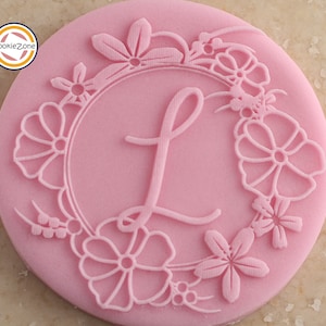 Letra L Flor Borda Debosser/Embosser Fondant Carimbo
