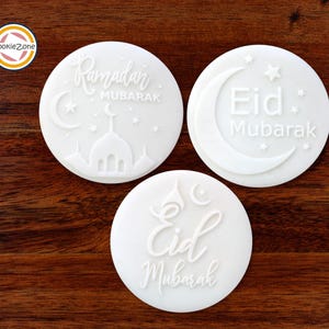 Ramadan/Aïd Mubarak (lot de 2) Set de tampons à embosser/embosser pour fondant et emporte-pièce