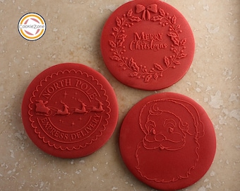 Christmas Debossers (Set 1) & Cutter/Embosser/Fondant Stamp/Debosser Set