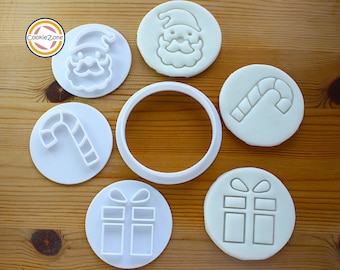 Conjunto de Natal (Estilo 2) Conjunto de Carimbos de Fondant/Cortadores de Biscoito em Relevo