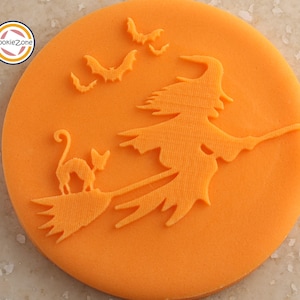 Halloween Witch on Broom Debosser/Embosser Fondant Stamp