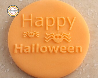 Happy Halloween with Spiders (Style 2) Debosser/Embosser Fondant Stamp