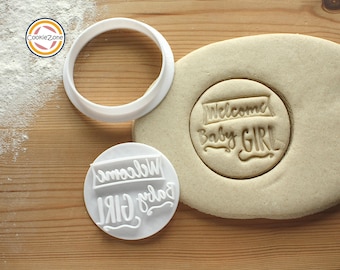 Welcome Baby Girl/Baby Shower Embosser Style Fondant Icing Stamp/Cookie Cutter Set