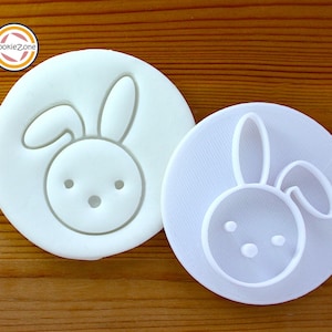 Juego de sellos y cortadores de galletas para fondant con orejas de conejo de Pascua