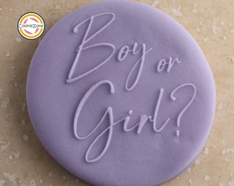 Junge oder Mädchen? (Slye 1) Prägestempel/Baby Shower/Fondantstempel