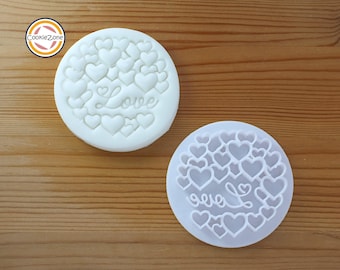 Juego de sellos/cortadores de galletas para fondant con diseño de corazones (estilo 2)