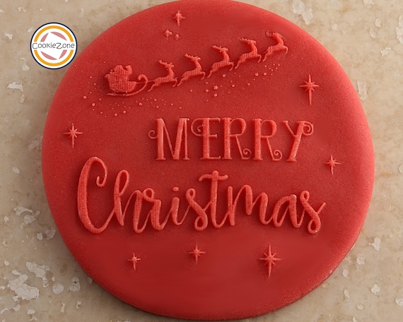 Merry christmas fondant embosser Clearance