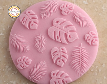 Sello de relieve/estampado/floral/fondant/glaseado con mezcla de hojas de palma y monstera