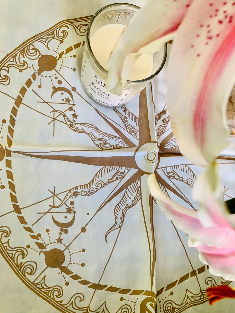 Vegan Silk Lunar Compass Altar Cloth: Handpainted Batik, Eco Dyed - Etsy