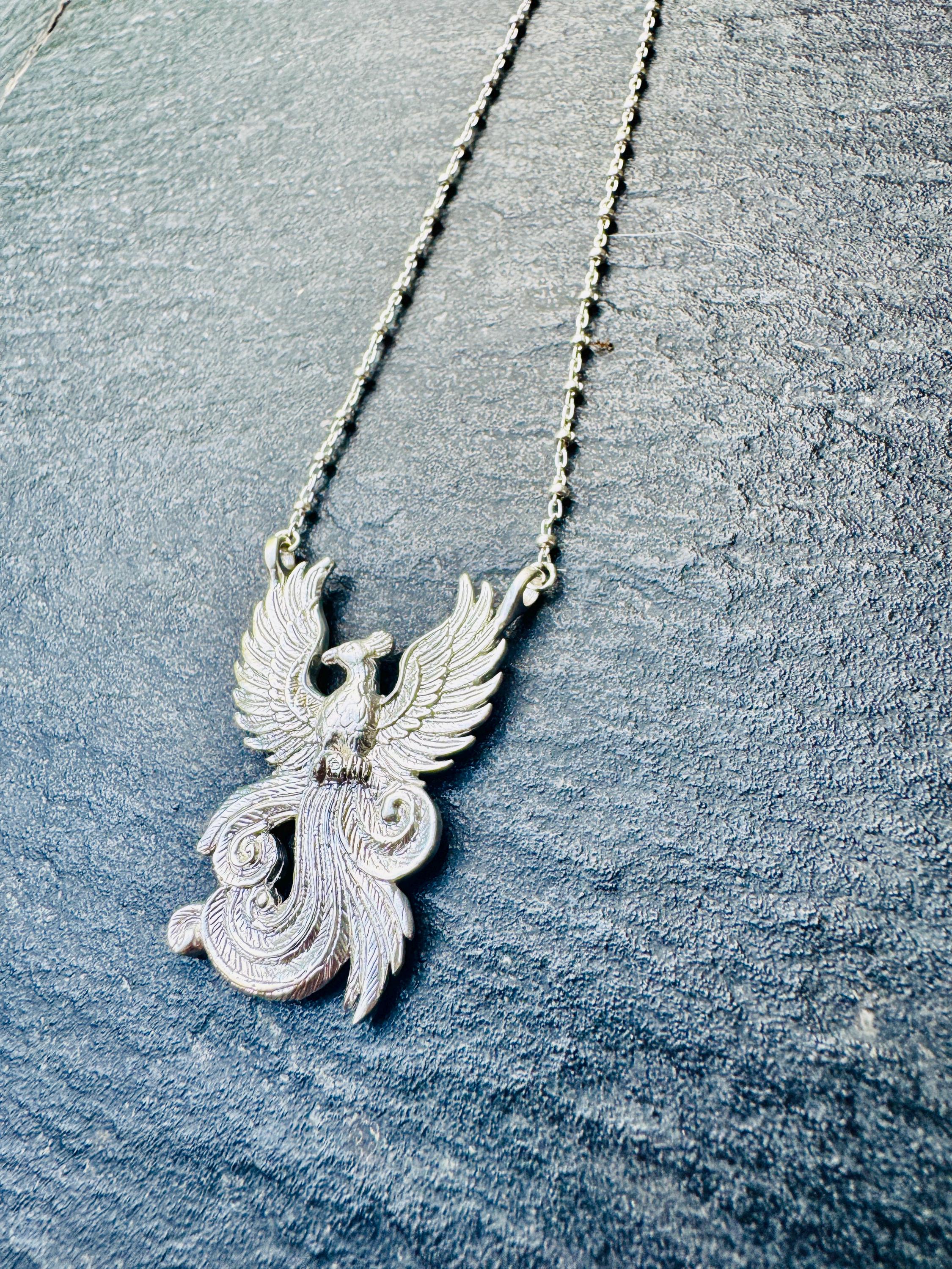 925 Silver Phoenix Pendant Necklace: Empowerment, Rebirth