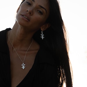 Tuareg Compass Necklace, 925 Solid Silver, Berber Tribal Jewelry