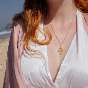 22k Gold Plated Ethiopian Cross Necklace: Sacred Unisex Jewelry