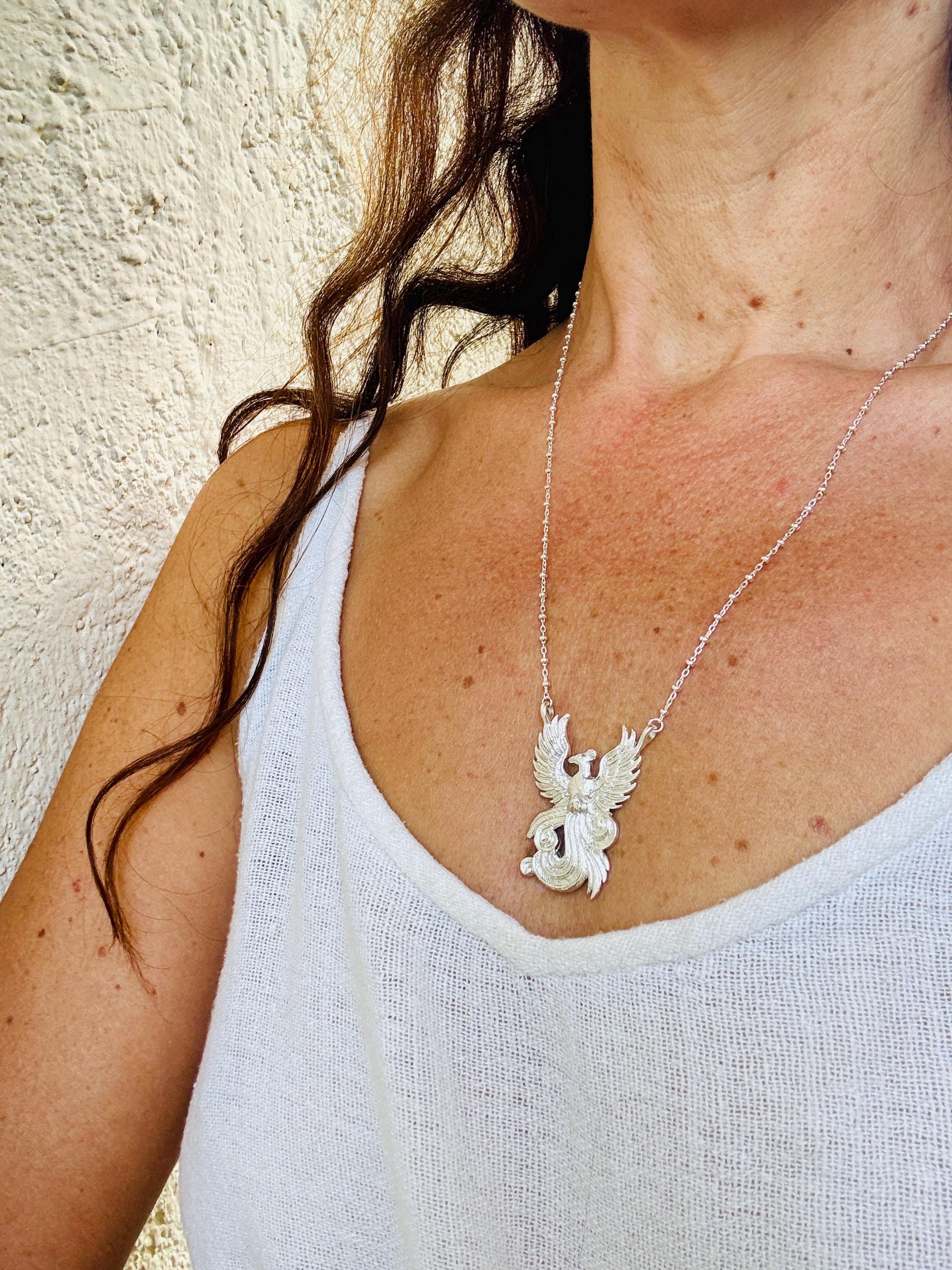 925 Silver Phoenix Pendant Necklace: Empowerment, Rebirth