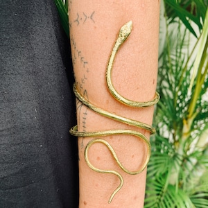 Large Natural Brass Serpent Cuff, Forearm or Upper Arm Cuff, Priestess Cuff, Sacred Jewelry, Boho, One of a kind gift, Unique, Unisex