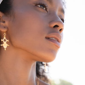 22k Gold Tuareg Compass Earrings: Berber Tribal Jewelry