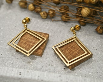 Earrings Vroni, brass and ash