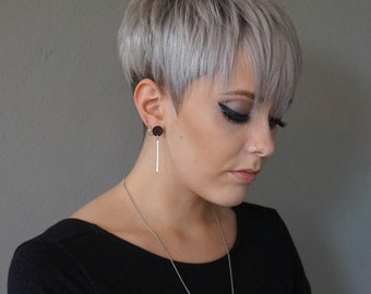 Saskia earrings, stainless steel and walnut