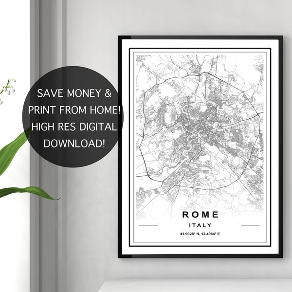 ROME KAART AFDRUKKEN, High Res kaart, kaart van Rome, Rome stadsplattegrond, Rome afdrukbare kaart, kaart van Rome Italië, Rome Download kaart, Rome kaart downloaden, Rome