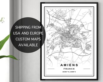AMIENS MAP PRINT, High Res Map, Map Of Amiens, Amiens City Map, Map Art, Art Print, Amiens Map, Amiens France Map, Amiens Map Poster, Amiens