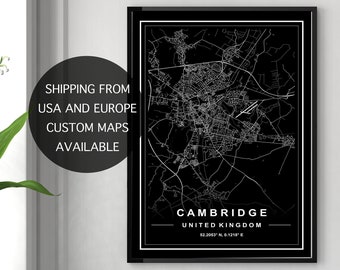 CAMBRIDGE MAP PRINT, High Res Map, Map Of Cambridge, Cambridge City Map, Cambridge Uk Map, Cambridge Map, Cambridge Map Poster, Cambridge Uk