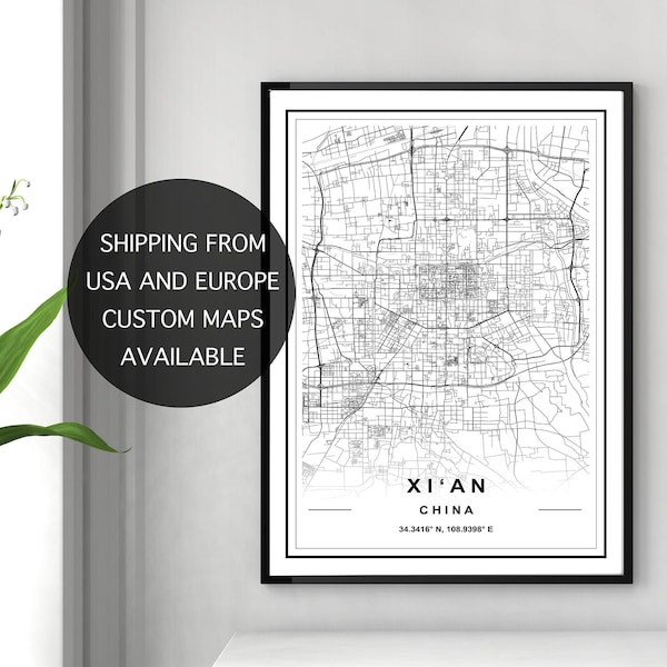 XI'AN MAP, High Res map, Map Of Xi'an, Xi'an City Map, Xi'an China Map, Xi'an Map Print, Map Of Xi'an China, Xi'an Map Poster, Xi'an China