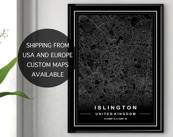 ISLINGTON KARTE PRINT, hochauflösende Karte von Islington B, Islington Karte, London Karte Drucken, Islington London Karte, Islington Karte Poster, London Karte