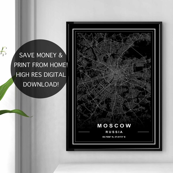 MOSCOW MAP PRINT, High Res Download, Map Of Moscow, Moscow Map, Moscow Printable Map, Moscow Map Download, Moscow Russia Map, Moscow Maps